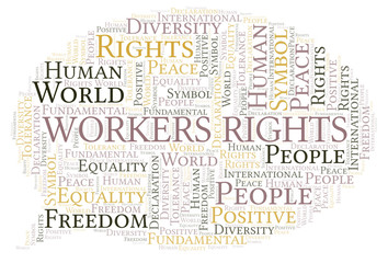 Workers Rights word cloud. Wordcloud made with text only.