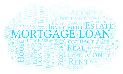 Mortgage Loan word cloud. Wordcloud made with text only.