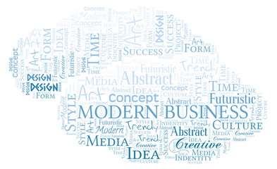 Modern Business word cloud. Wordcloud made with text only.