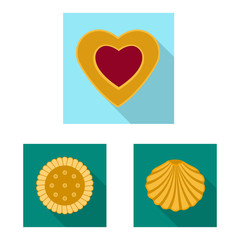 Vector illustration of biscuit and bake icon. Set of biscuit and chocolate vector icon for stock.