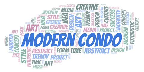 Fototapeta premium Modern Condo word cloud. Wordcloud made with text only.