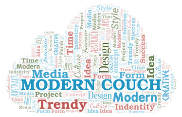 Obraz premium Modern Couch word cloud. Wordcloud made with text only.