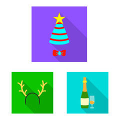 Vector design of party and birthday icon. Collection of party and celebration vector icon for stock.