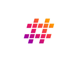Hashtag symbol logo icon design template elements