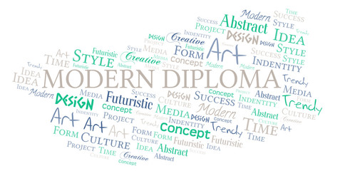 Fototapeta premium Modern Diploma word cloud. Wordcloud made with text only.
