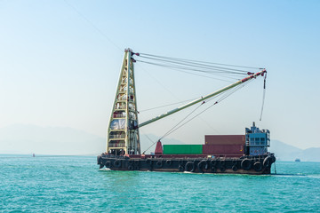 cargo ship in sea of Hong Kong