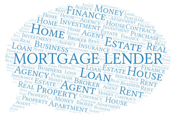 Fototapeta premium Mortgage Lender word cloud. Wordcloud made with text only.