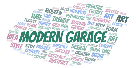 Modern Garage word cloud. Wordcloud made with text only.
