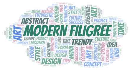 Obraz premium Modern Filigree word cloud. Wordcloud made with text only.