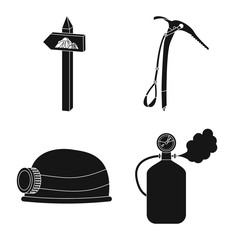 Isolated object of mountaineering and peak symbol. Set of mountaineering and camp vector icon for stock.