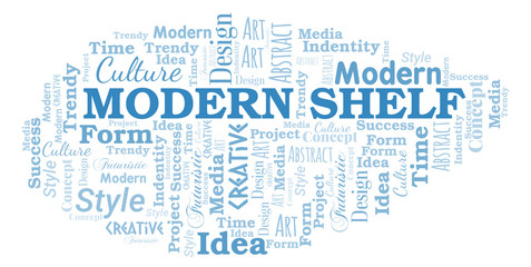 Fototapeta na wymiar Modern Shelf word cloud. Wordcloud made with text only.