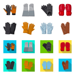 Isolated object of glove and winter logo. Set of glove and equipment vector icon for stock.