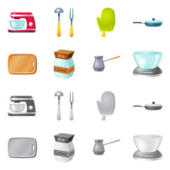 Isolated object of kitchen and cook logo. Collection of kitchen and appliance stock symbol for web.