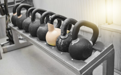 Rack with kettlebell. Functional training equipment