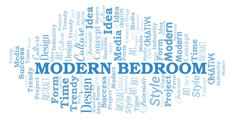 Modern Bedroom word cloud. Wordcloud made with text only.