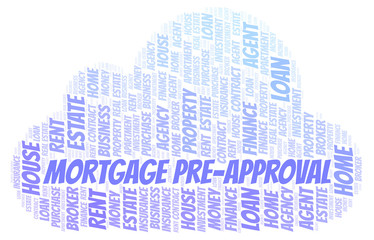 Obraz premium Mortgage Pre-Approval word cloud. Wordcloud made with text only.