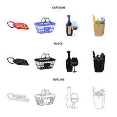 Isolated object of food and drink sign. Set of food and store stock symbol for web.
