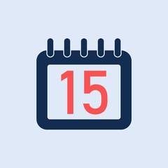 Flat icon calendar 15th isolated vector 