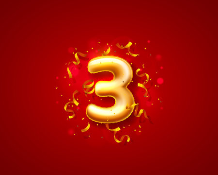 Festive ceremony balloons, 3th numbers balloons. Vector