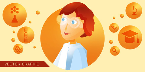 Female scientist &ndash; laboratory cartoon vector concept