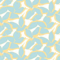 Flowers pattern vector. Floral seamless background with stylized hand drawn flowers and leaves.