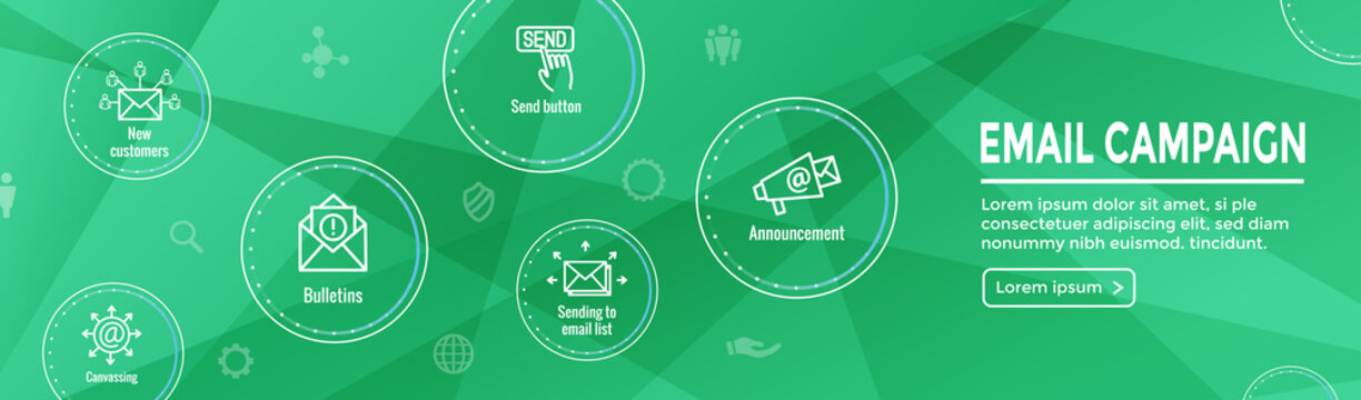 Email marketing campaigns icon set - web header banner