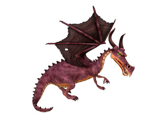 3D Rendering Fairy Tale Dragon on White