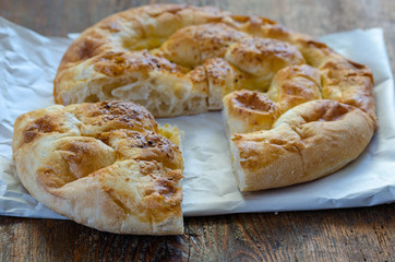 Slices of  Ramadan Pita (Ramazan Pidesi)