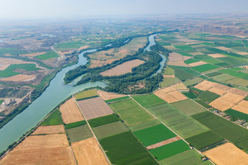 Ebro river.Agricultural landscape. Gelsa Village. Quinto Village. Zaragoza Province, Aragon, Spain,...