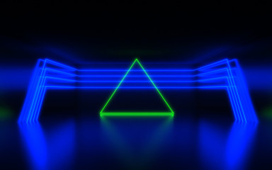 futuristic abstract background. room with neon light. 3d abstract background