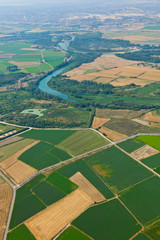 Galacho de La Alfranca, Ebro river. Agricultural landscape.  La Alfranca village, Zaragoza Province, Aragon, Spain, Europe