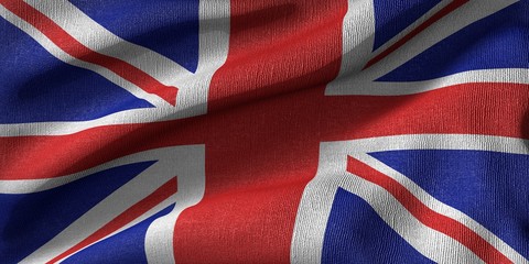 3D rendering flag of the United Kingdom with fabric texture