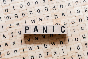 Panic word concept on cubes