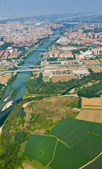 Zaragoza Town. Ebro River and Gallego River Mouth. Zaragoza Province, Aragon, Spain, Europe
