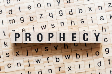Prophecy word concept on cubes
