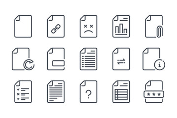 Docs and files related line icons. Document vector linear icon set.