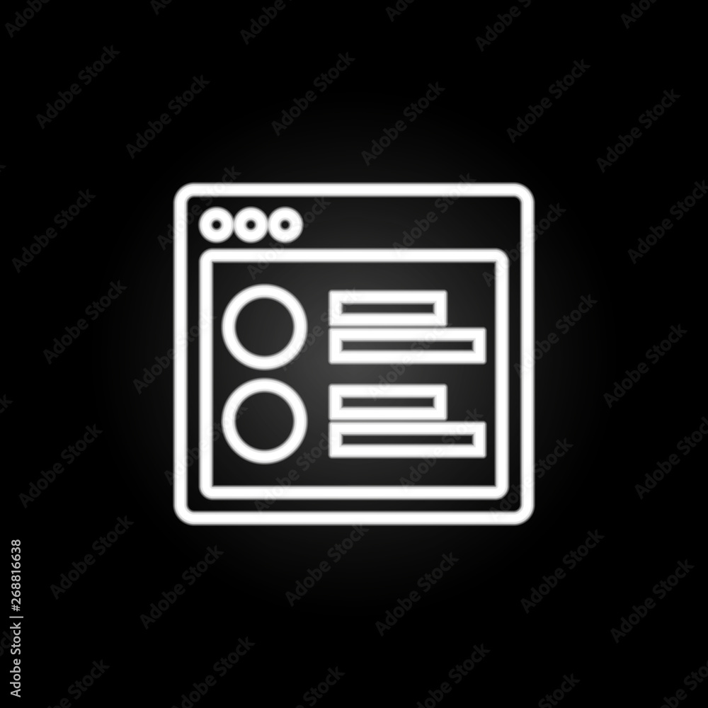 Poster browser chart webpage neon icon. elements of browser set. simple icon for websites, web design, mobi