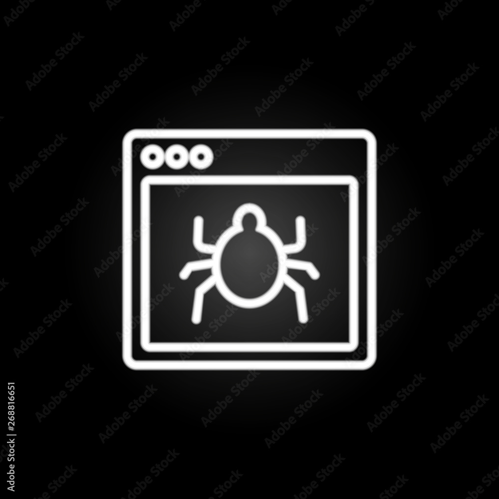Poster browser virus webpage neon icon. elements of browser set. simple icon for websites, web design, mobi