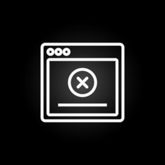 browser delete webpage neon icon. Elements of browser set. Simple icon for websites, web design, mobile app, info graphics