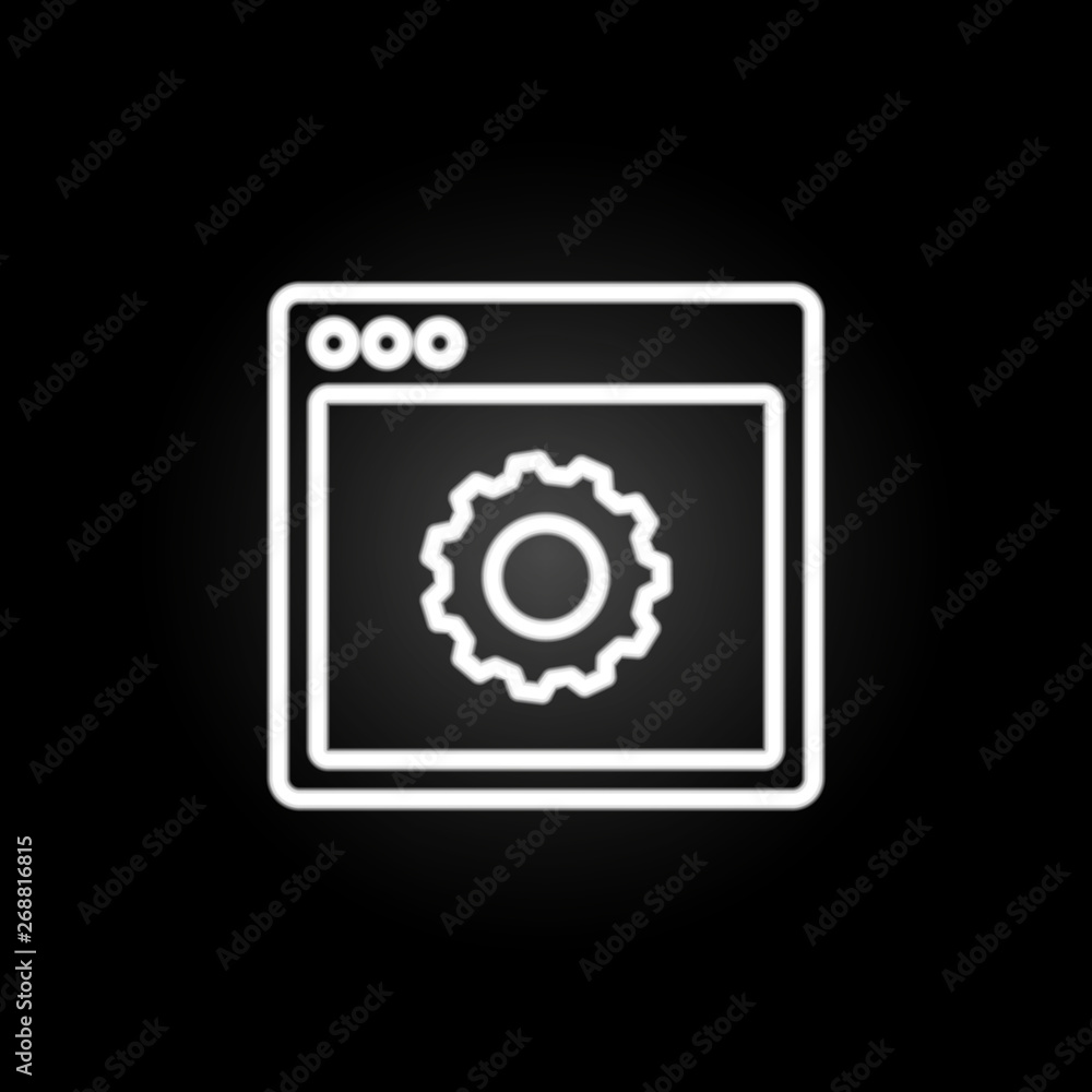 Poster browser settings webpage neon icon. elements of browser set. simple icon for websites, web design, m