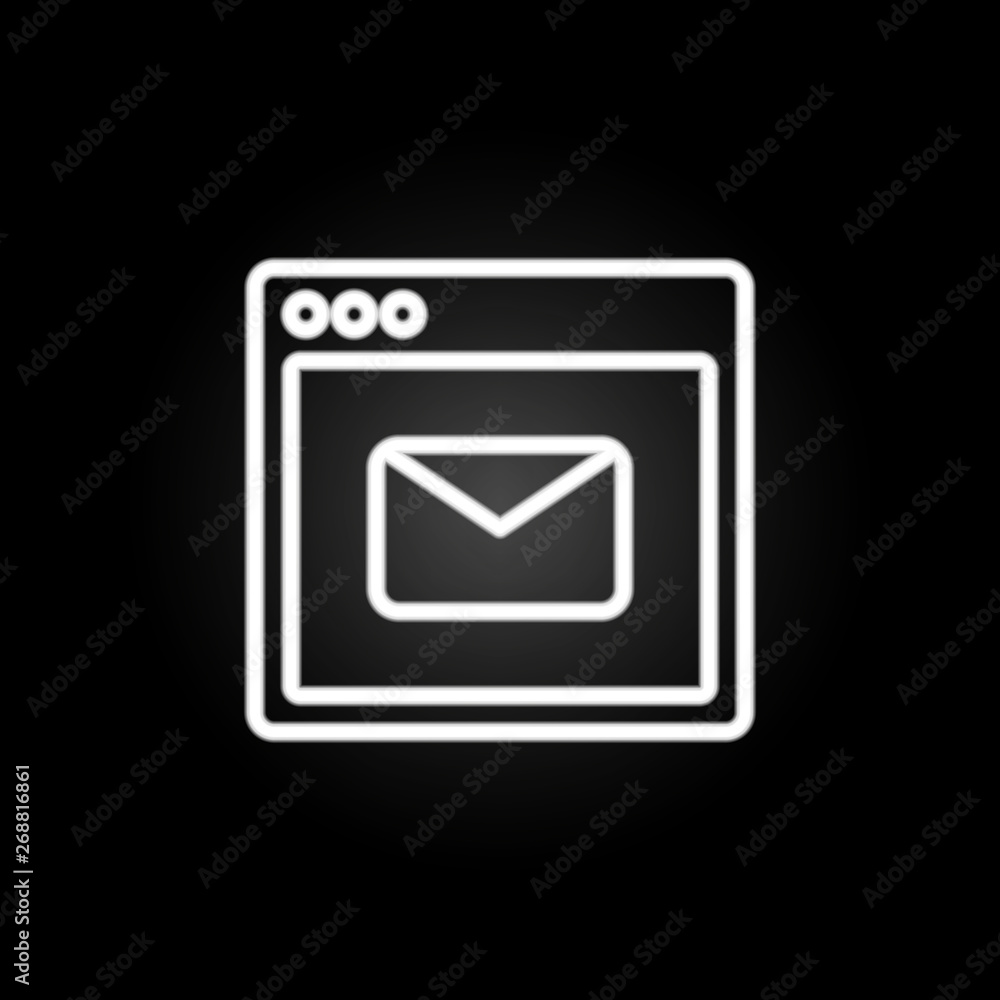 Poster browser message webpage neon icon. elements of browser set. simple icon for websites, web design, mo