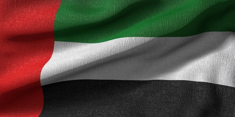 3d rendering of a united arab emirates flag with fabric texture