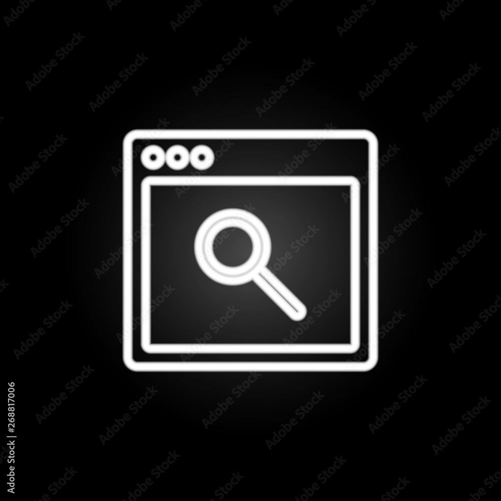 Poster browser search sites neon icon. elements of browser set. simple icon for websites, web design, mobil