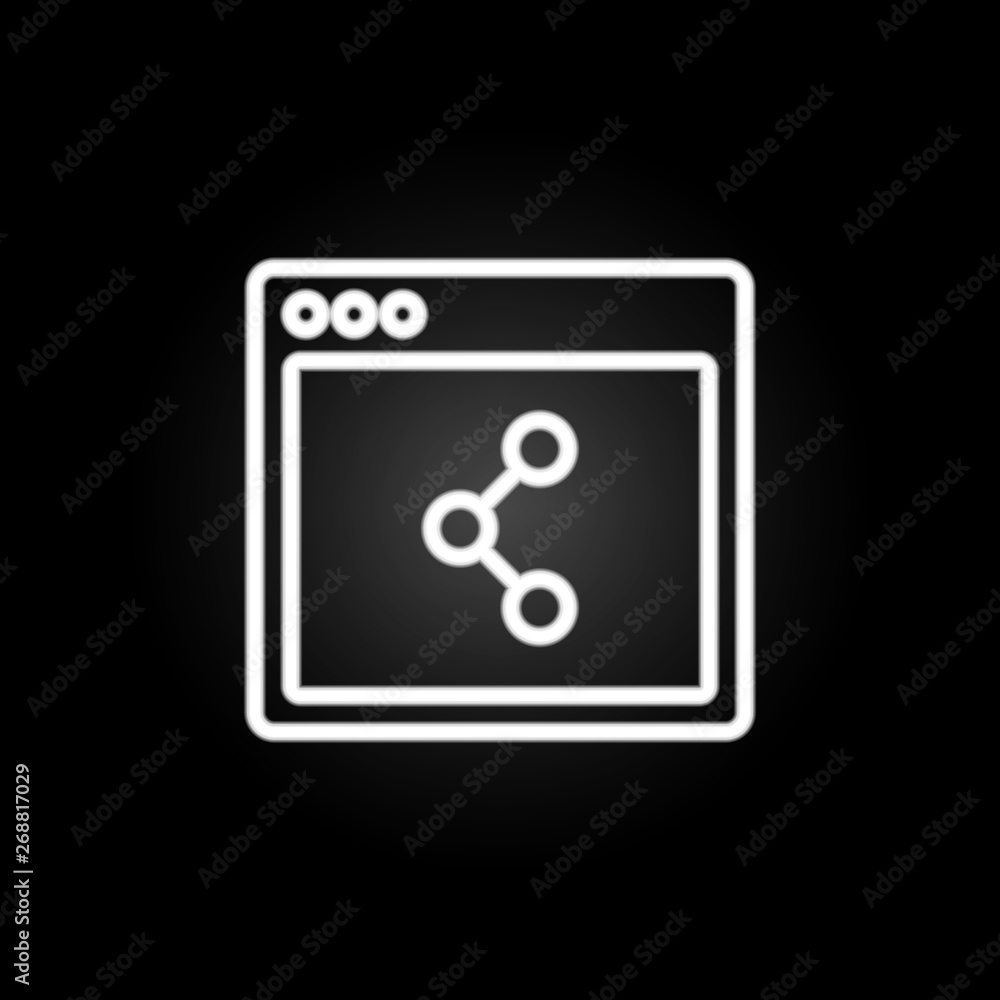 Poster browser share webpage neon icon. elements of browser set. simple icon for websites, web design, mobi