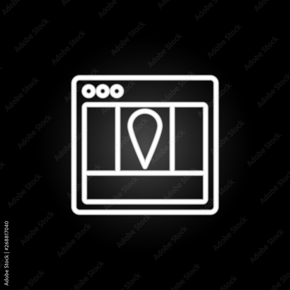 Poster browser geolocation webpage neon icon. elements of browser set. simple icon for websites, web design