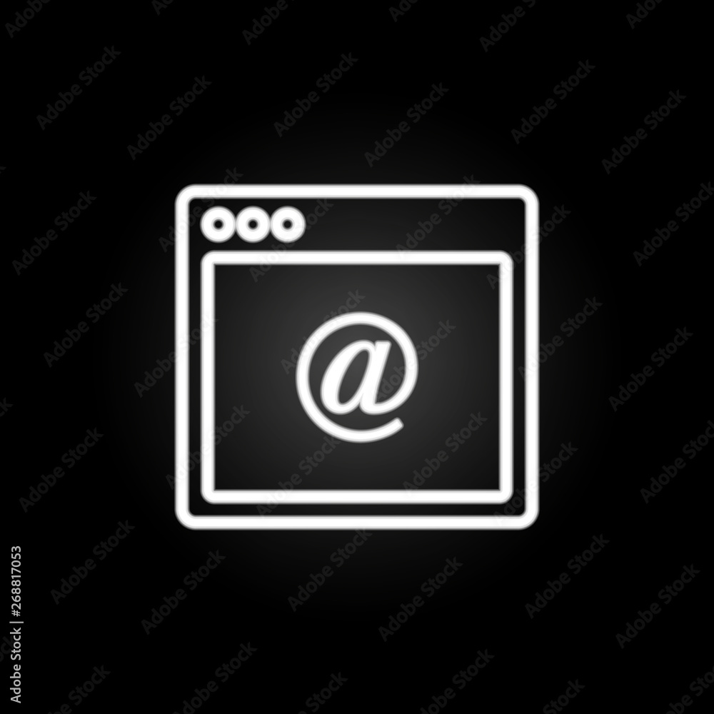 Poster browser email webpage neon icon. elements of browser set. simple icon for websites, web design, mobi