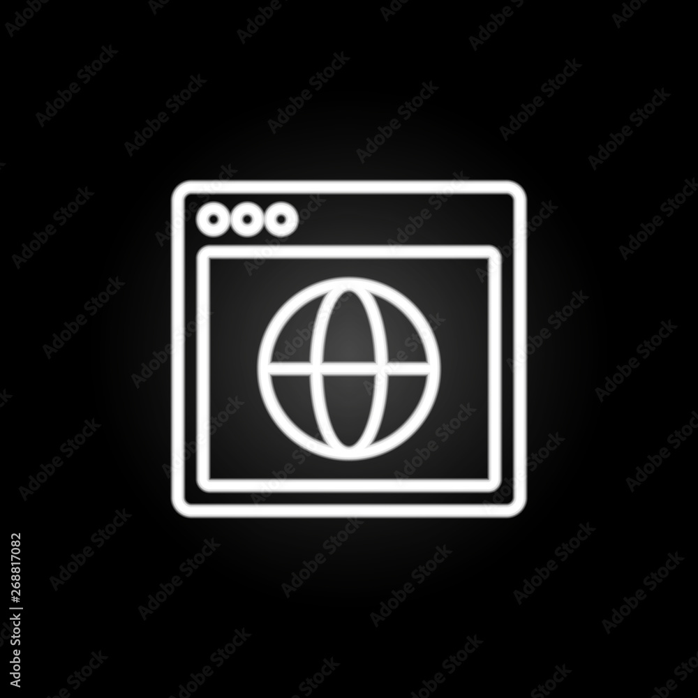 Poster browser internet webpage neon icon. elements of browser set. simple icon for websites, web design, m