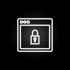 browser lock webpage neon icon. Elements of browser set. Simple icon for websites, web design, mobile app, info graphics