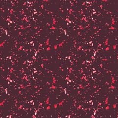 Seamless pattern of abstract watercolor red drops on a burgundy  background