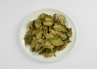 Vegetarian food leafs in plate